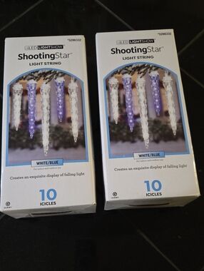 NEW Set Of 2 ShootingStar White/Blue Icicle Light String - 10 Icicles